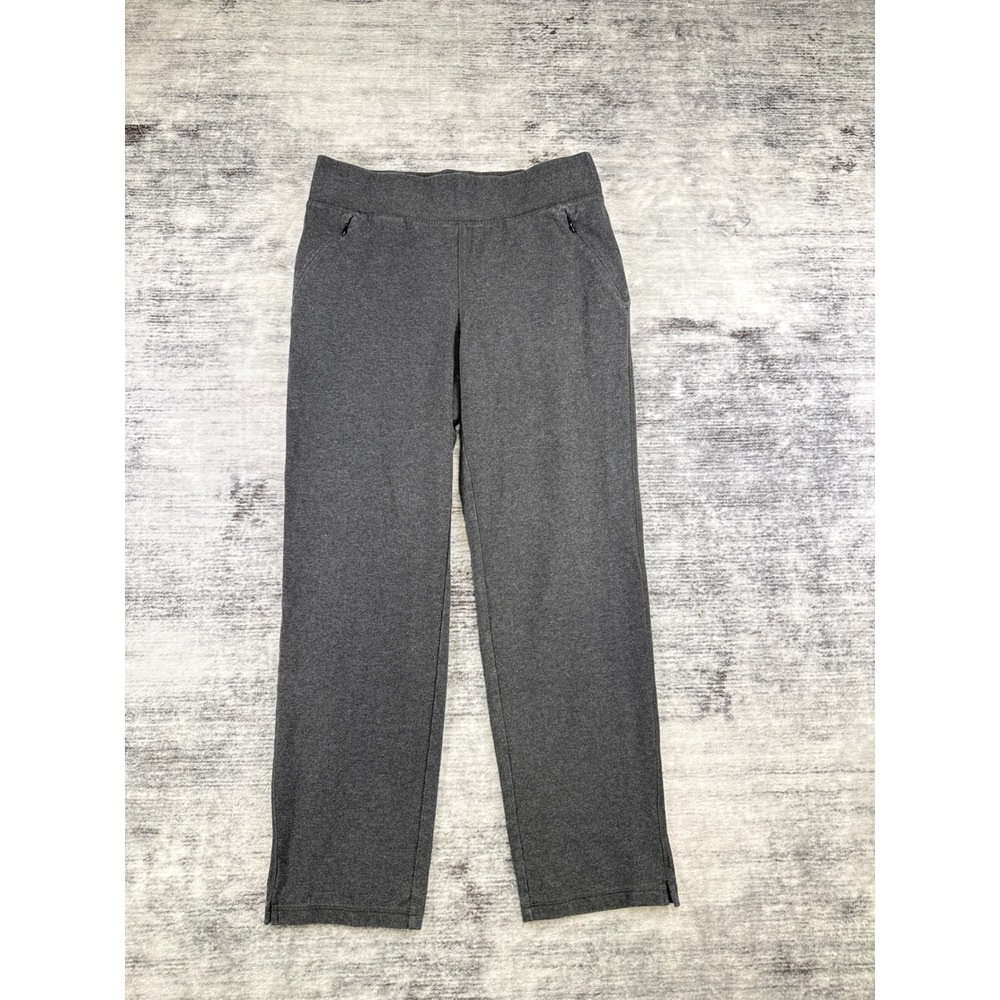 T by Talbots Straight Leg Pants Charcoal Gray Petite Small Zip Pockets Spandex